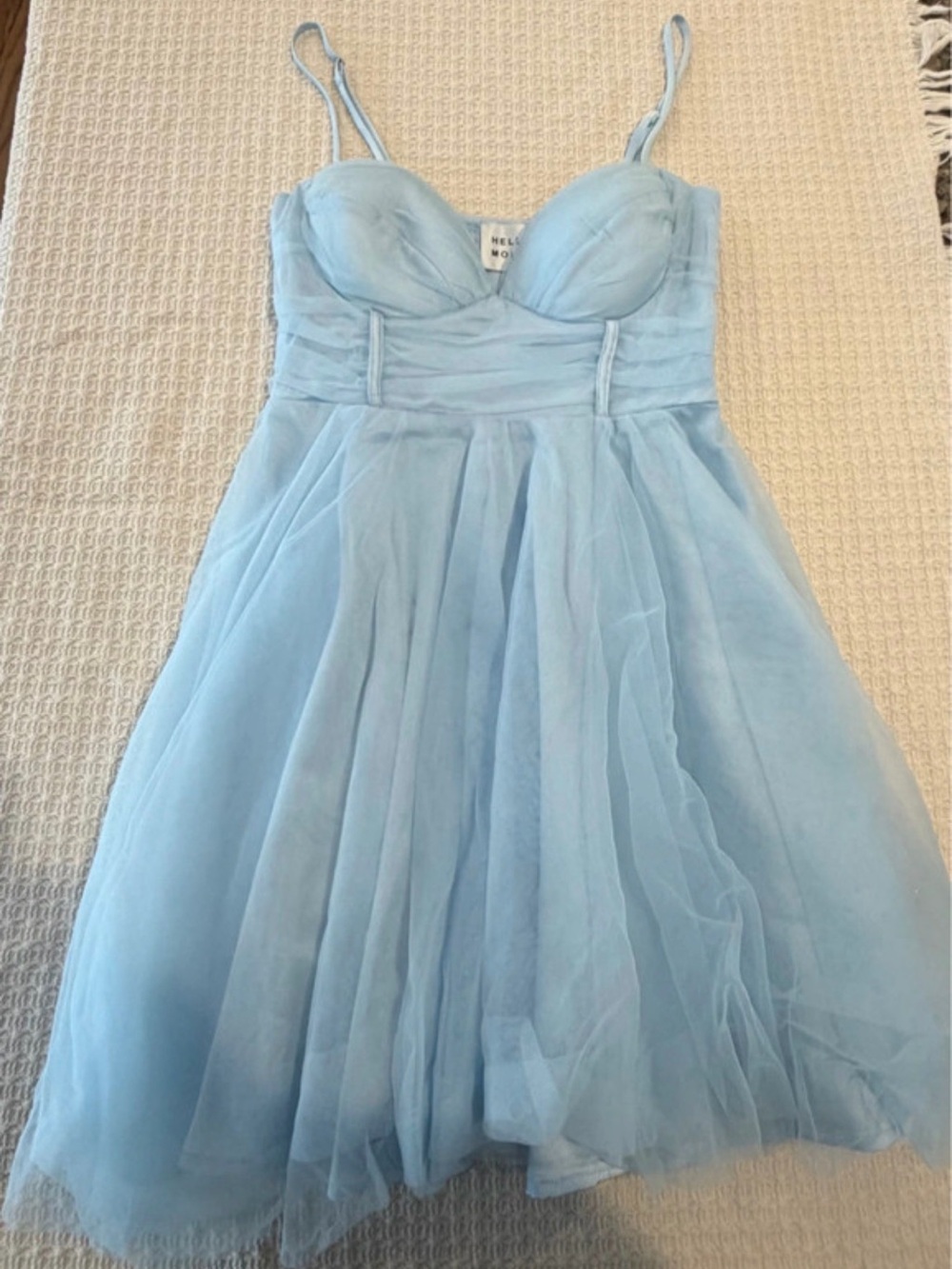 Hello Molly Light Blue Mini Dress with Sweetheart Neckline